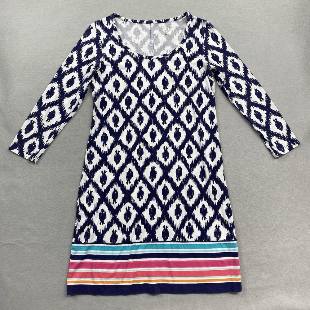 Lilly Pulitzer Beacon Dress Womens Small Blue 3/4 Sleeve Tropical Resort Preppy - Picture 1 of 12